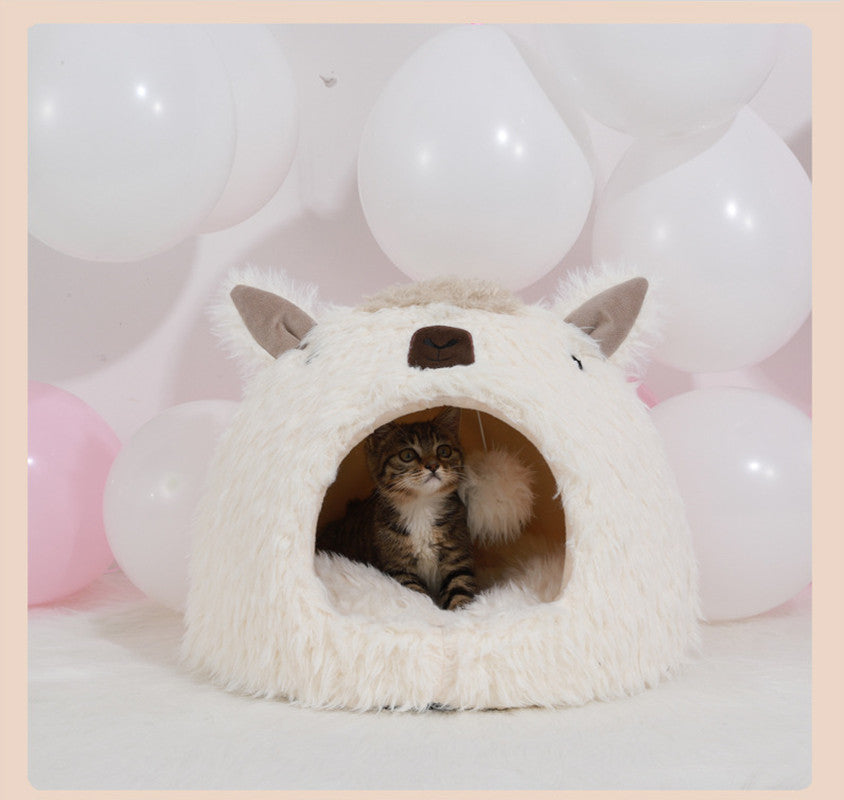 Alpaca Pet Bed Warm Plush Cat/Small Dog Bed