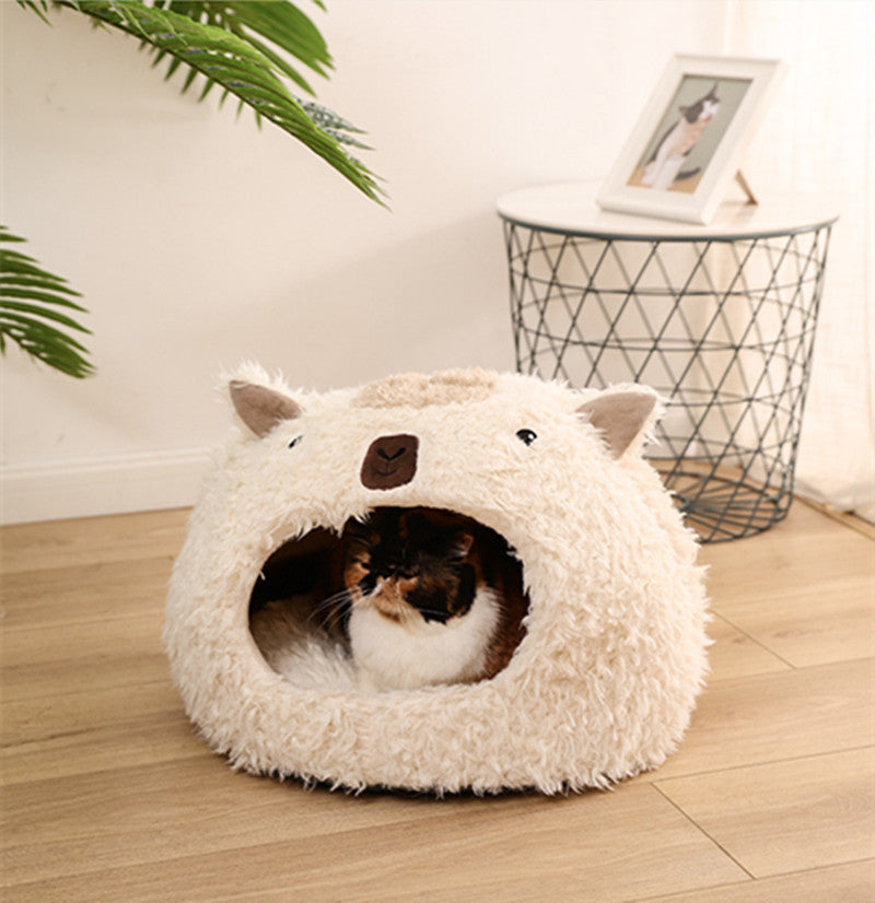 Alpaca Pet Bed Warm Plush Cat/Small Dog Bed