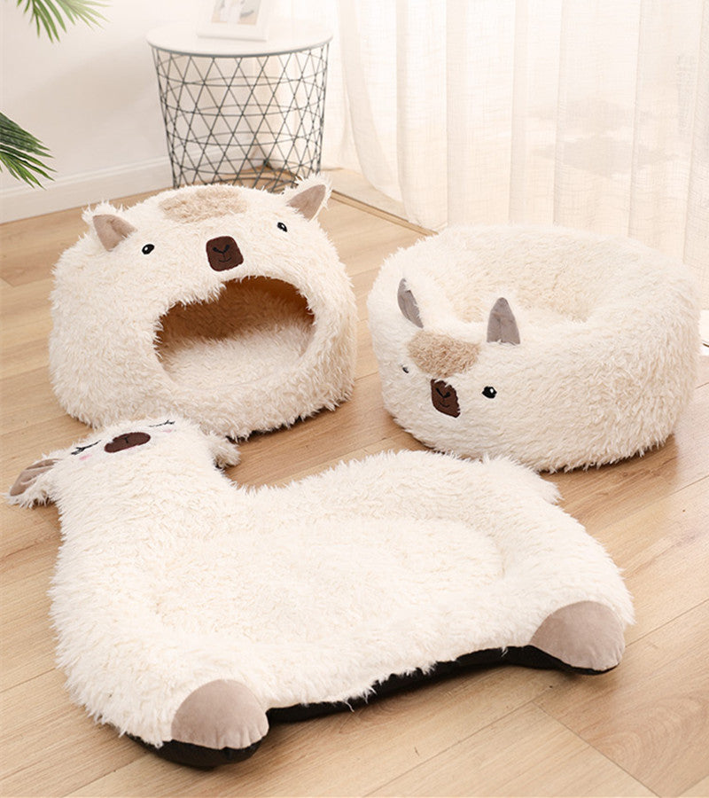 Alpaca Pet Bed Warm Plush Cat/Small Dog Bed